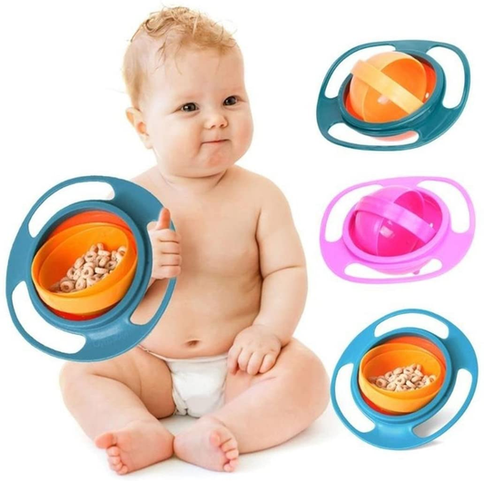 Portable Non Spill Feeding Toddler Gyro Bowl 360 Degree Rotating Dish