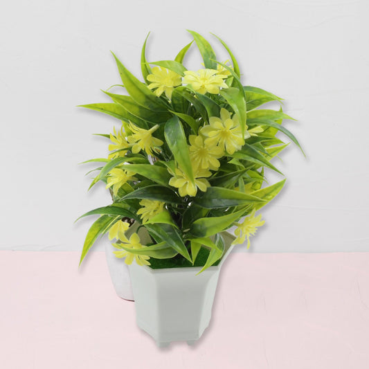Artificial Flower Plant with Cute Pot – Home & Office Tabletop Decor, Indoor Balcony Plant (1 Pc) Your Brand