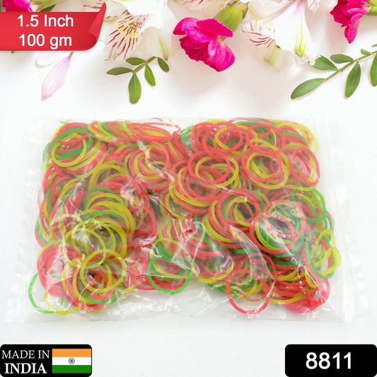 Strong & Reusable Rubber Bands: Multicolor for Office, Home & School (1.5 Inch 100 GM), Hair accessories Your Brand
