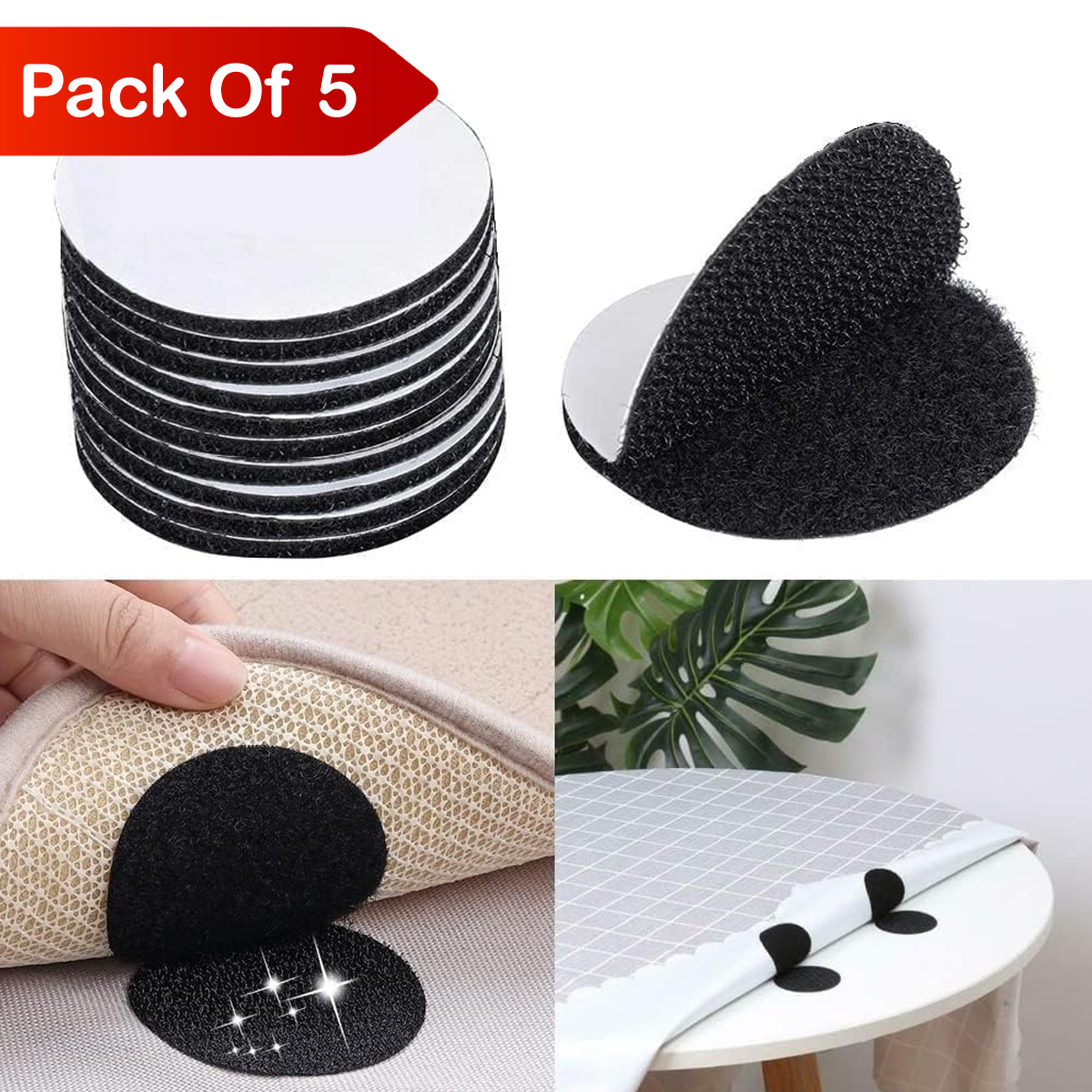Multipurpose Double Sided Round Velcro Tape Dots - (Pack Of 5pc)