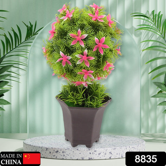 Wild Artificial Flower Plant with Cute Pot – Home Office Tabletop Decor, Indoor Balcony Decoration (1 Pc) Your Brand