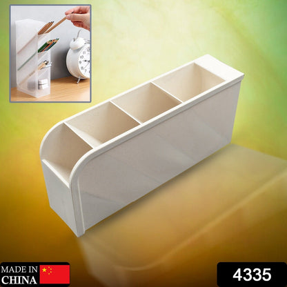 Plastic 4 Compartment Office Desktop Storage Box, Pen Pencil Stand/Holder Stationary Organizer, Plastic Desktop Stationary Organizer For School Your Brand