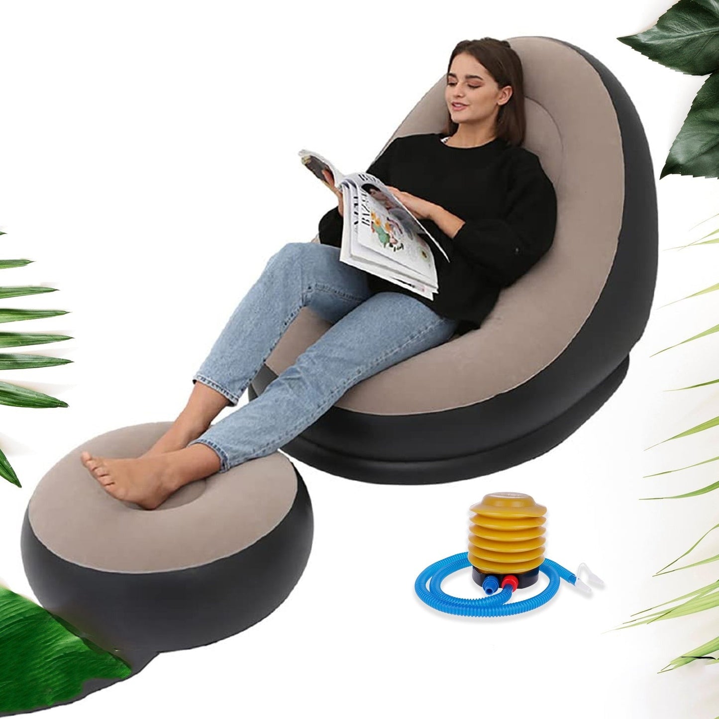 Portable Indoor/Outdoor Air Sofa, couch & Pump Styleva