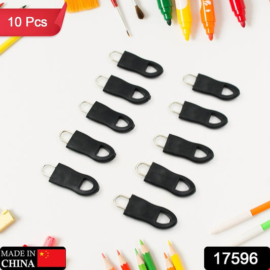 Set of 10 zipper pull tab replacement accessories in black for easy zipper use