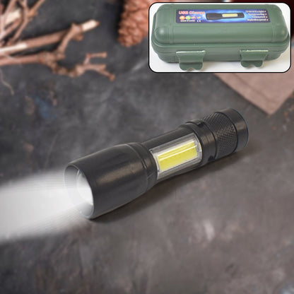 LED USB Rechargeable Mini Flashlight – Ultra-Bright Zoom & COB Side Lantern, Tactical Emergency Light Your Brand