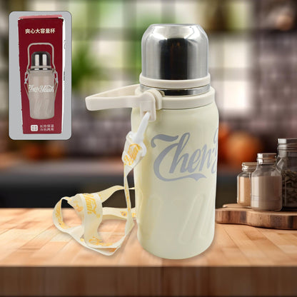 Stainless Steel Vacuum Insulated Water Bottle | Leak Proof Flask for Tea Coffee | With Steel Cup Your Brand