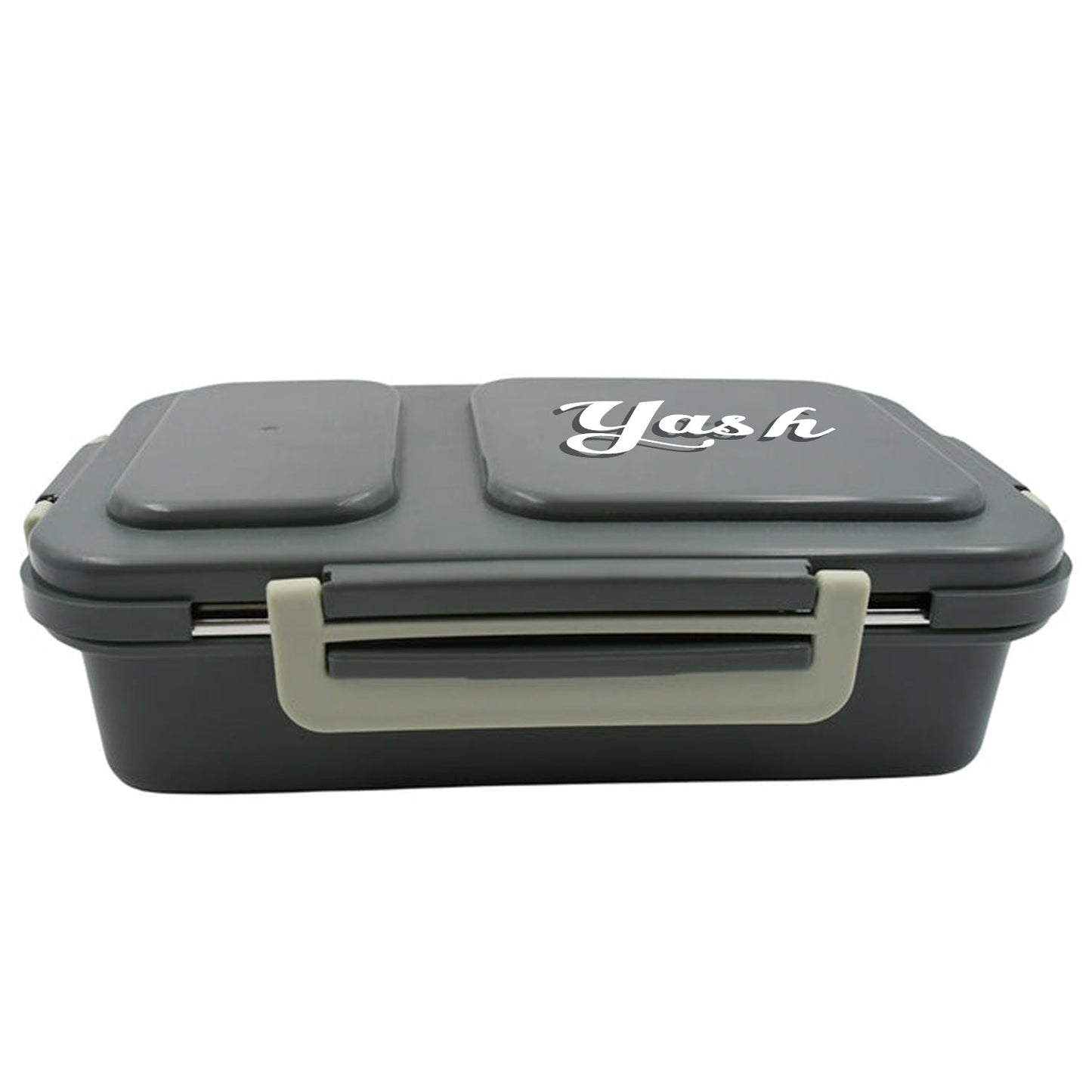Customize Miracle Quick Lock Leak Proof 2 Compartment Stainless Steel LUNCH BOX Inner Plate Reusable Microwave Freezer Safe Lunch Box Trendy Thermal Insulation Leak Proof for Office Vacuum Tiffin Box for Boys / Girls / School / Office Women and Men  Your Brand