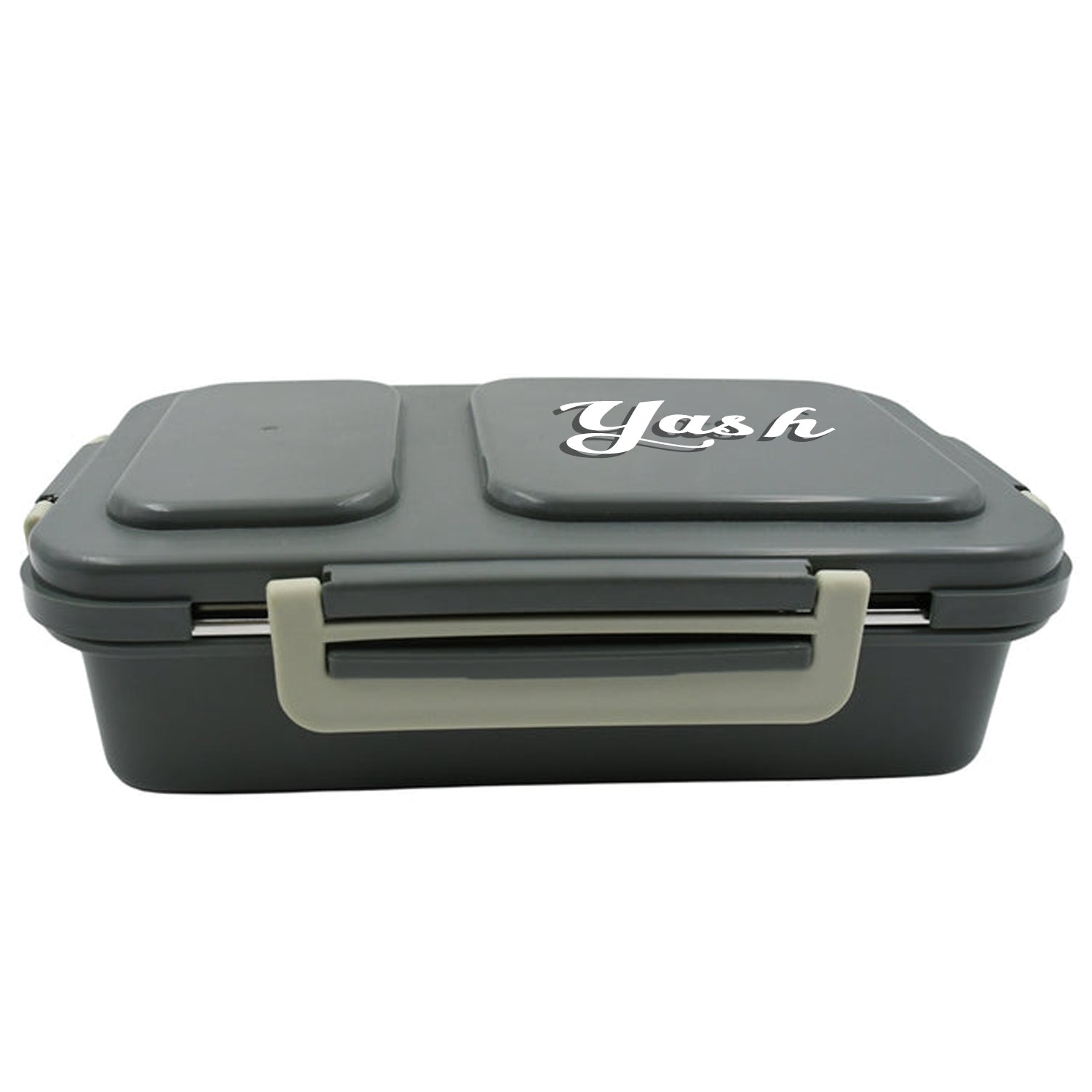 Customize Miracle Quick Lock Leak Proof 2 Compartment Stainless Steel LUNCH BOX Inner Plate Reusable Microwave Freezer Safe Lunch Box Trendy Thermal Insulation Leak Proof for Office Vacuum Tiffin Box for Boys / Girls / School / Office Women and Men  Your Brand