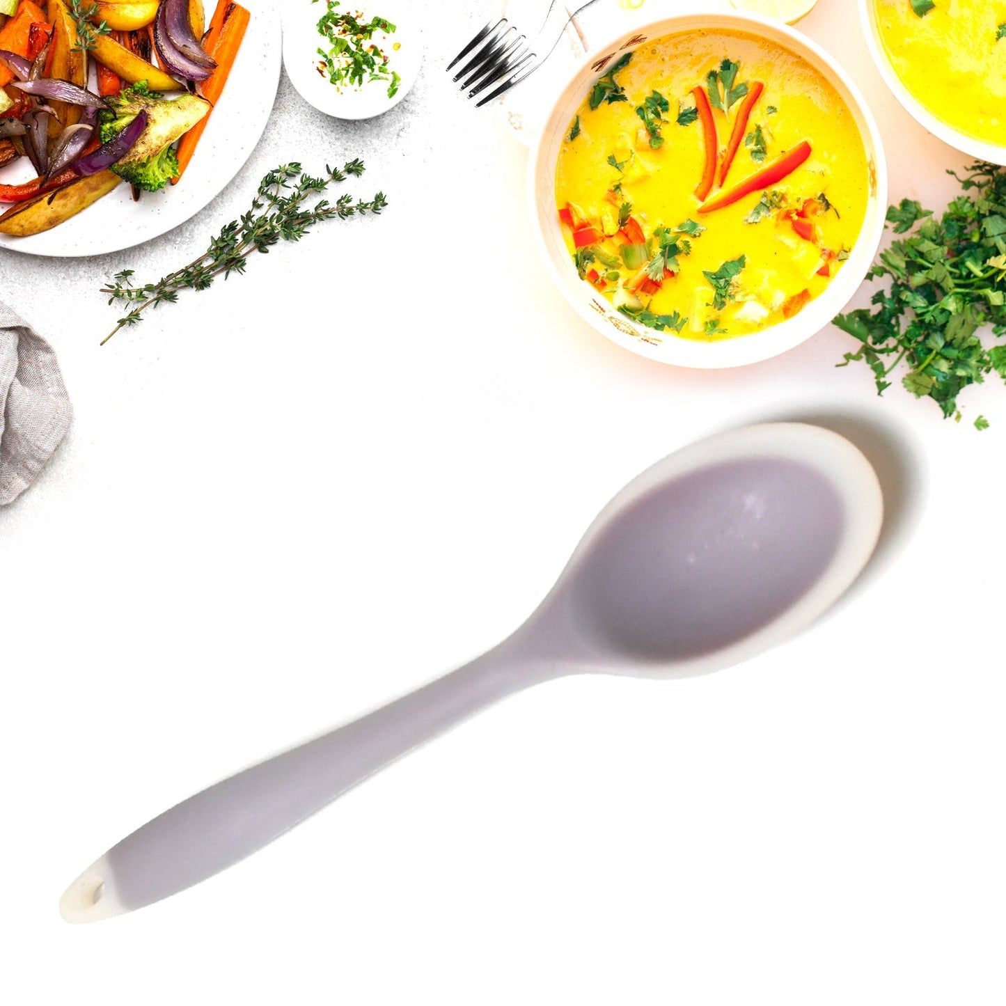 Multipurpose Silicone Spoon, Silicone Basting Spoon Non-Stick Kitchen Utensils Household Gadgets Heat-Resistant Non Stick Spoons Kitchen Cookware Items For Cooking and Baking (1 pc) Your Brand