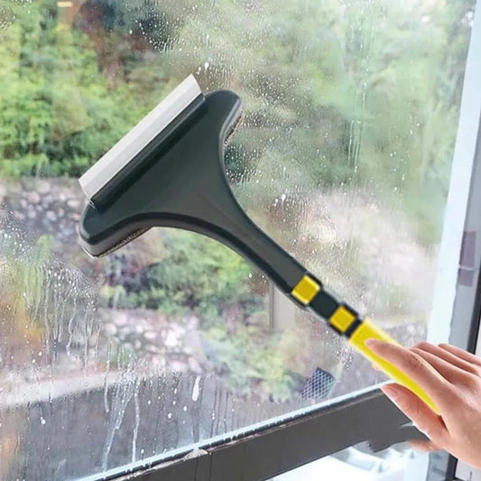 2-in-1 Mesh Cleaning Brush & Wiper with Extended Handle – Window Cleaner (1 Pc) Your Brand