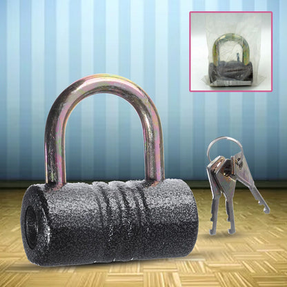 Heavy-Duty Iron Padlock – 82mm Black Spray Lock with Brass Core & 5 Keys, Waterproof & Anti-Theft Your Brand