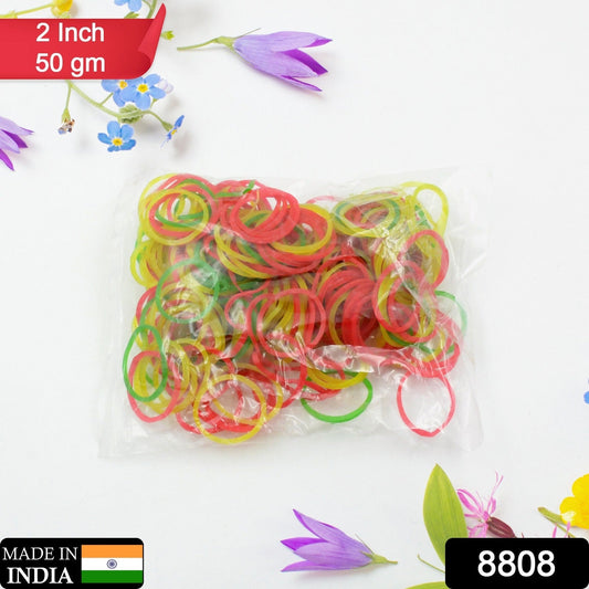 2-Inch Unbreakable Nylon Rubber Bands – Reusable Multicolor for Office, Home & School (50GM), Hair accessories Your Brand