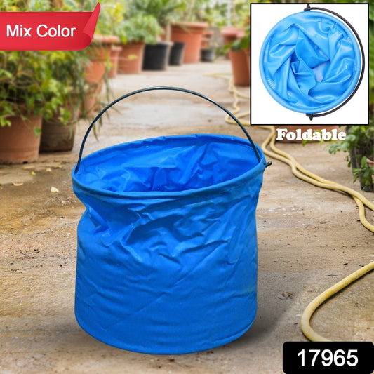 Folding Bucket, Portable, Round Bucket, Simple Bucket, With Handle, Multi-functional, For Outdoor Use, Fishing, Car Washing, Cleaning, Disaster Prevention, Portable, Lightweight, Durable (1 pc / Mix Color) Your Brand