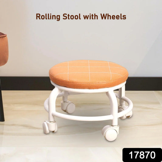 Roller Seat Stool Low Height Rolling  Plastic  Stool Multifunctional Small Household Movable Mini Stool Pulley Wheel Stool for Garage Home Library (1 Pc) Your Brand
