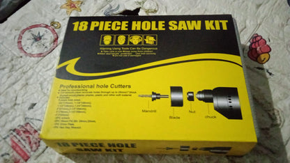 Drill Hole Cutter, Carbon Steel High Accuracy Incisive Hole Saw for Cutting PCV for Cutting Plastic for Cutting Wood Hole Saw Kit (18 Pcs Set) Your Brand
