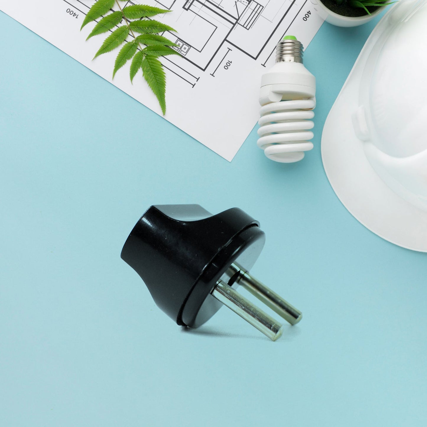 Your Brand 2 pin plug adapter for electrical devices with a sleek black design