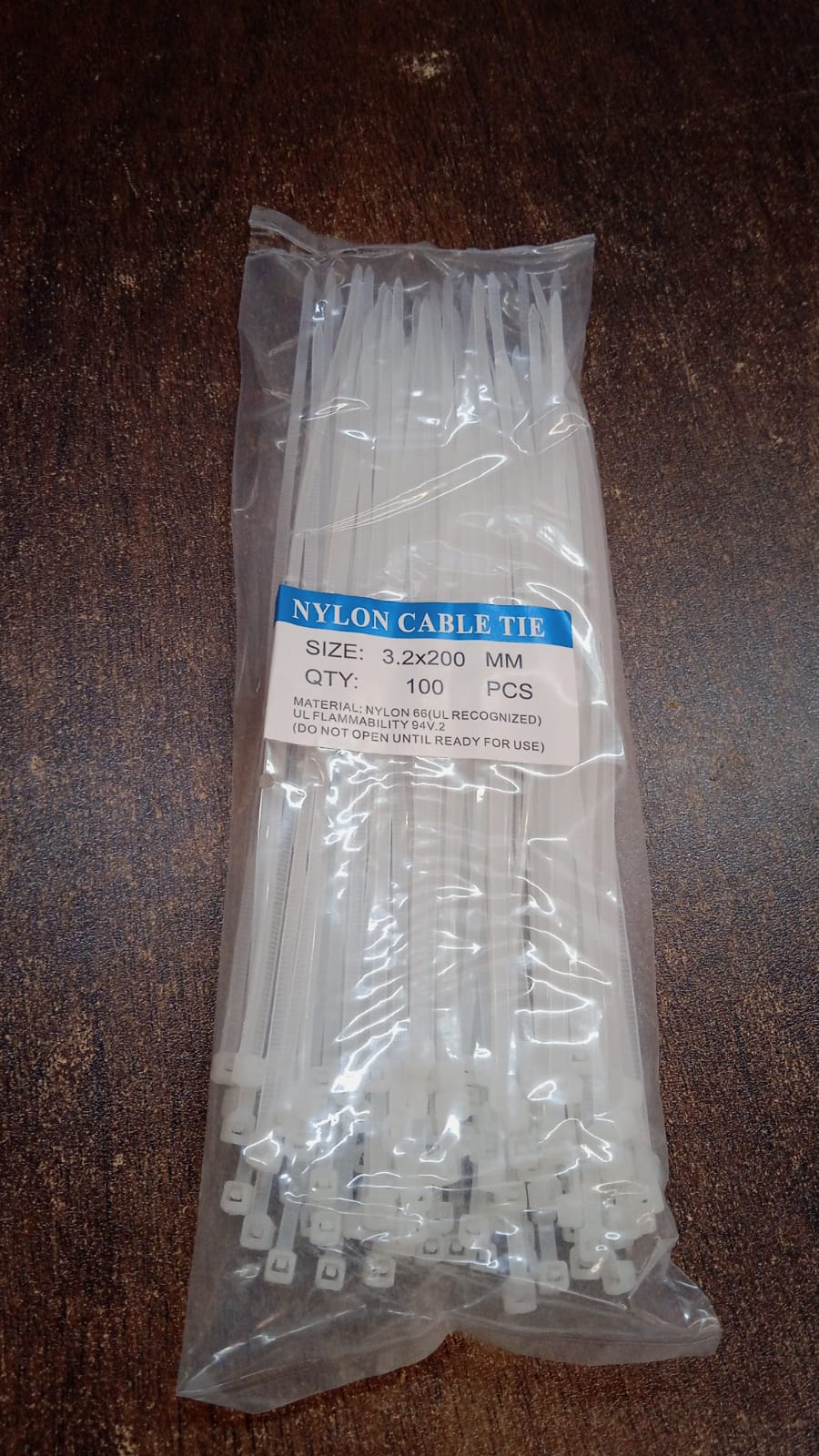 3.2x200 MM Nylon Self Locking Cable Ties, Heavy Duty Strong Zip Wire Tie. Pack of 100 - Black. Your Brand