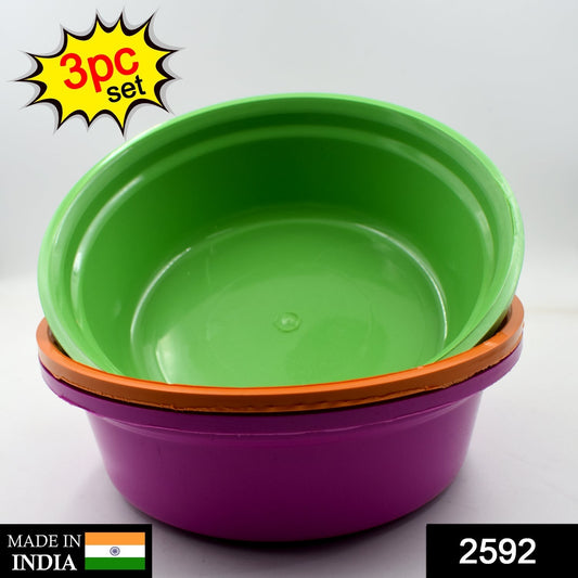 Household Storage Plastic Round Bowl / Tub / Basket / Bucket set - Pack of 3 Your Brand