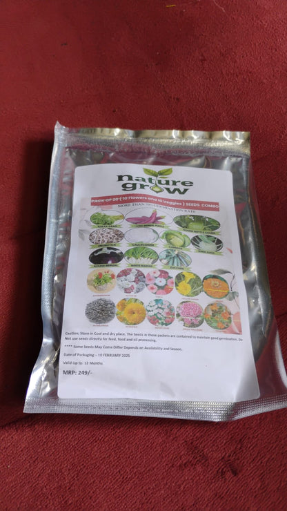 20 Varieties of Vegetable & Flower Seeds Combo (1 Pkt. / 20 Varieties) Your Brand