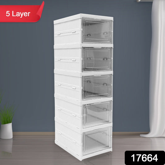 5-Layer Stackable Utility Cart – Foldable Storage Organizer for Clothes & Home (1 Pc) Your Brand