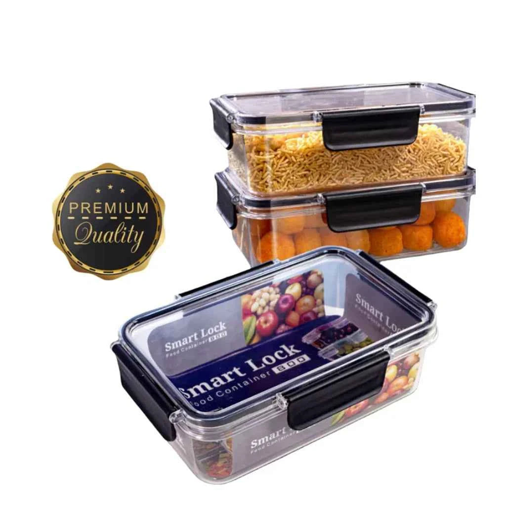 Smart Lock 800ml & 250ml Lunch Box with 1 Pcs Spoon Pack Of 3 Piece