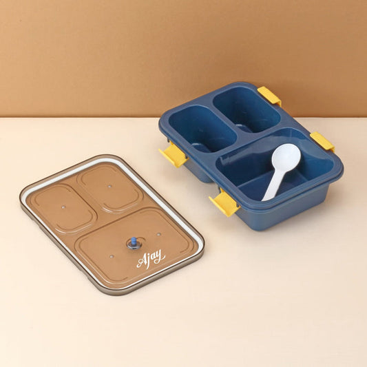 Customize Plastic Lunch Box for Kids, Lunch Box for Kids 3 Compartment Insulated Lunch Box Tiffin Box for Boys, Girls, School & Office Men (3 Compartment Lunch Box) Your Brand