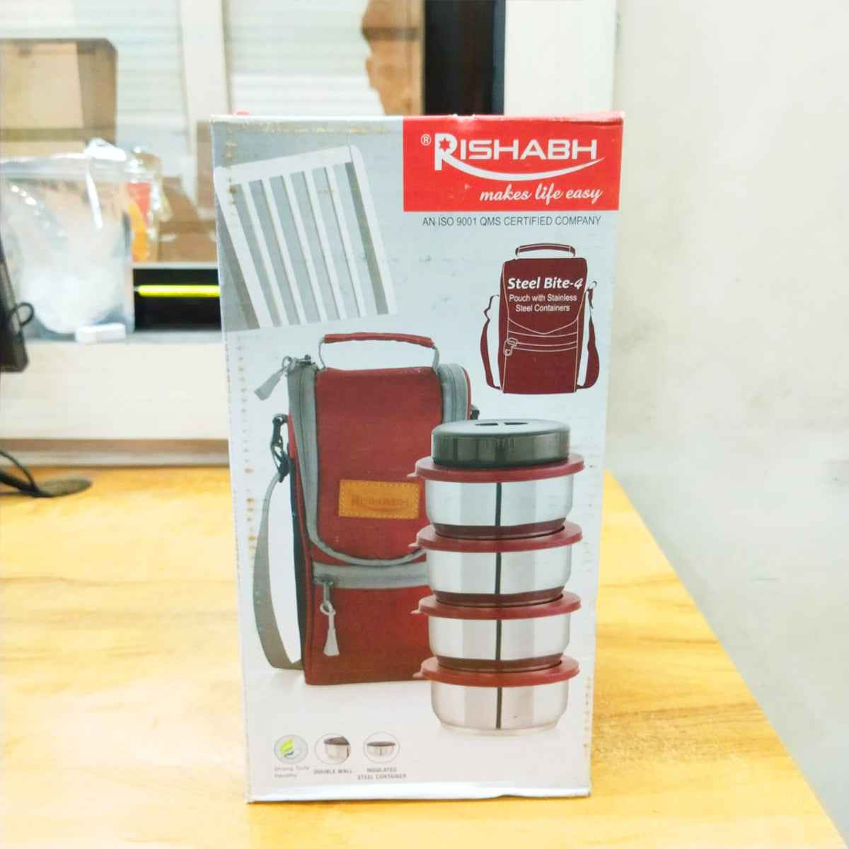 Rishabh Steel Bite 4 Container Lunch Box WIth Lunch Bag