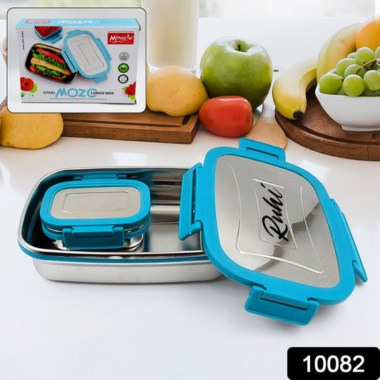 Customize Premium Stainless Steel Lunch Box for Kid, 2 Containers Lunch Box, Perfect Size Meal Lunch Box Set for Office, School and Travelling Tiffin Box  (1000 ML+ 200 ML Approx) Your Brand