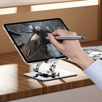 Aluminum Alloy 360°Rotating Bracket, Adjustable Tablet Stand, Portable Foldable Ergonomic Tablet Support Your Brand