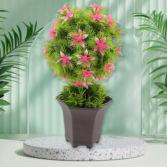 Wild Artificial Flower Plant with Cute Pot – Home Office Tabletop Decor, Indoor Balcony Decoration (1 Pc) Your Brand