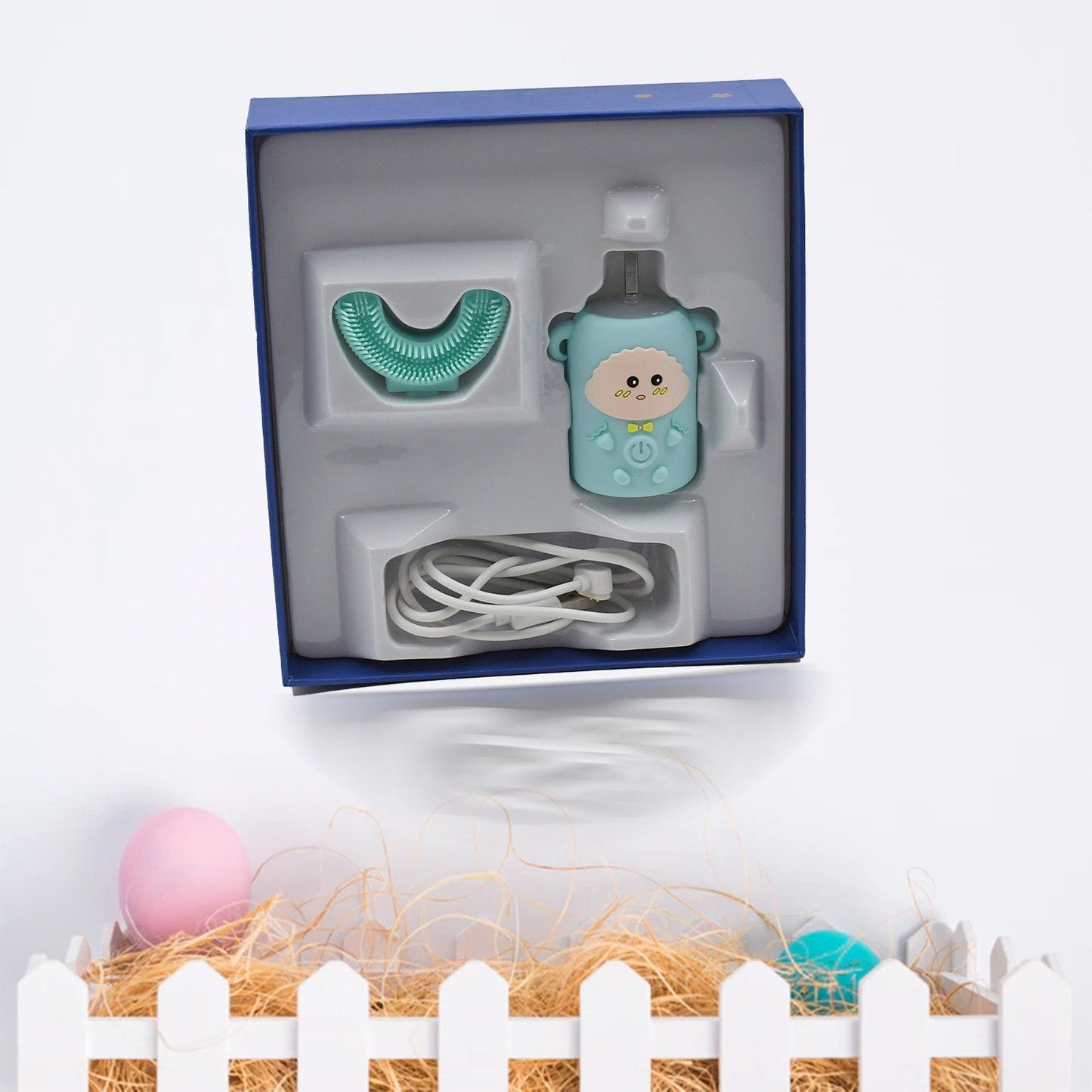 Electric Toothbrush With Light & Music, Kids U-Shaped 360Â° USB Rechargeable Plastic Automatic Toothbrush Portable Adjustable Cleaning Whitening Toothbrush with USB Charging Function Plastic + ABS for Kids Your Brand