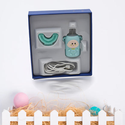 Electric Toothbrush With Light & Music, Kids U-Shaped 360Â° USB Rechargeable Plastic Automatic Toothbrush Portable Adjustable Cleaning Whitening Toothbrush with USB Charging Function Plastic + ABS for Kids Your Brand