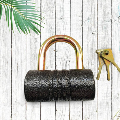 Heavy-Duty Iron Padlock – 82mm Black Spray Lock with Brass Core & 5 Keys, Waterproof & Anti-Theft Your Brand