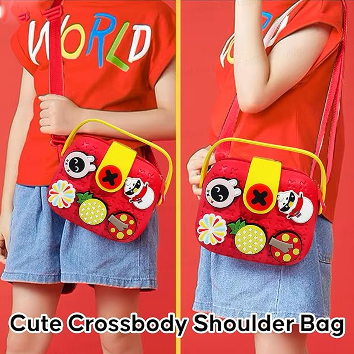 Cartoon Soft Silicone Sling Bag for Girls – Cute Crossbody Shoulder Bag