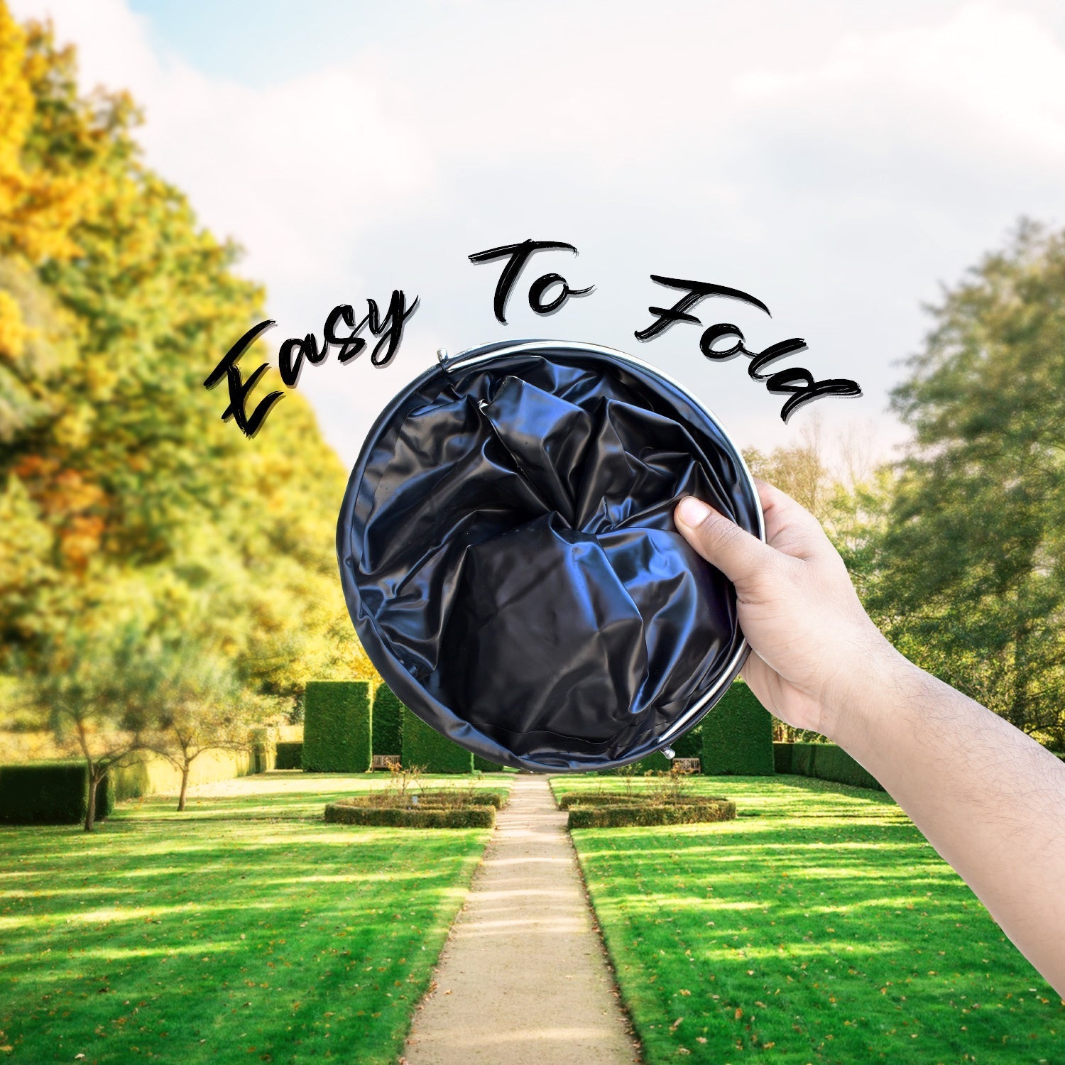 Folding Bucket, Portable, Round Bucket, Simple Bucket, With Handle, Multi-functional, For Outdoor Use, Fishing, Car Washing, Cleaning, Disaster Prevention, Portable, Lightweight, Durable (1 pc / Mix Color) Your Brand