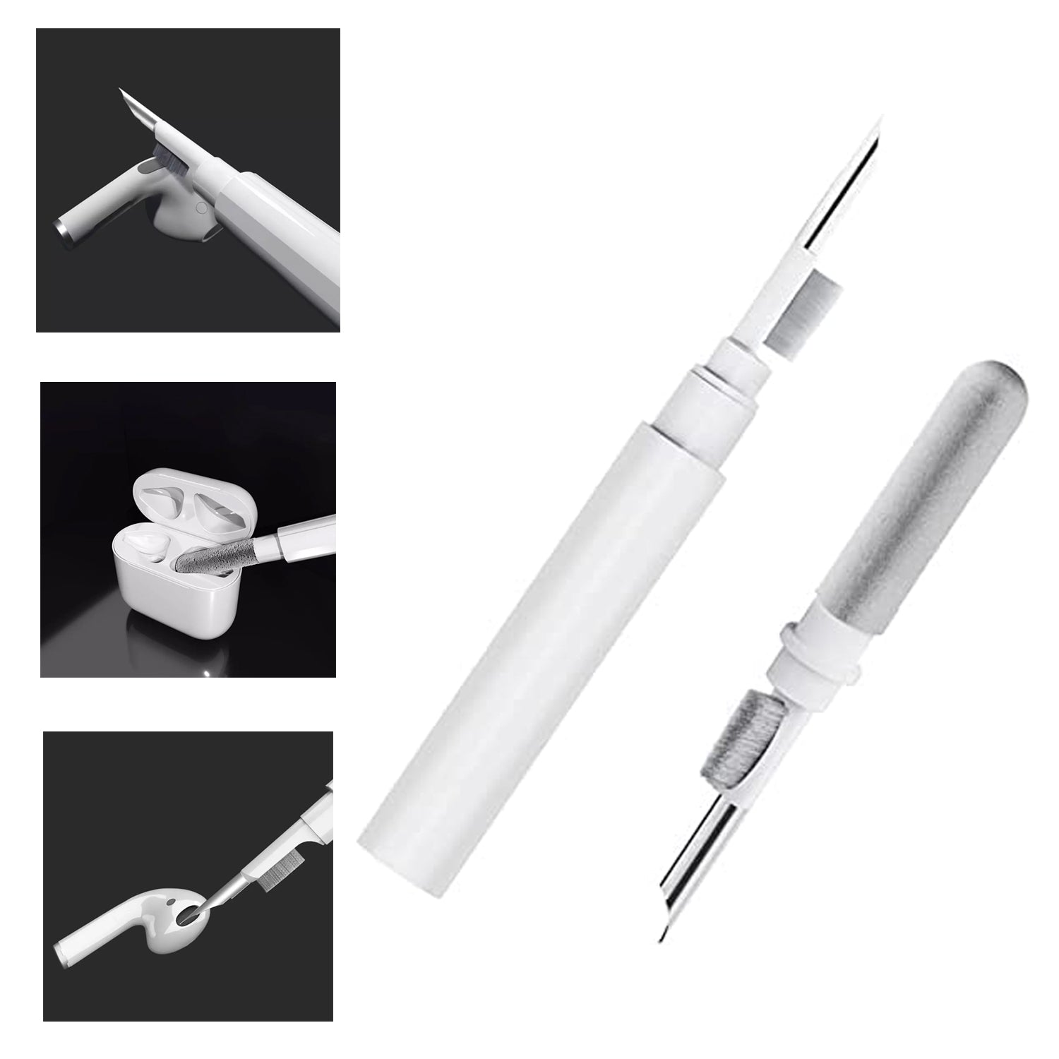 3 In 1 Earbuds Cleaning Pen For Cleaning Of Ear Buds And Ear Phones Easily Without Having Any Damage. Your Brand