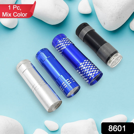 Portable Mini Torch – 9 LED Pocket Flashlight, 3 Battery Operated (Battery Not Included, Mix Color) Your Brand