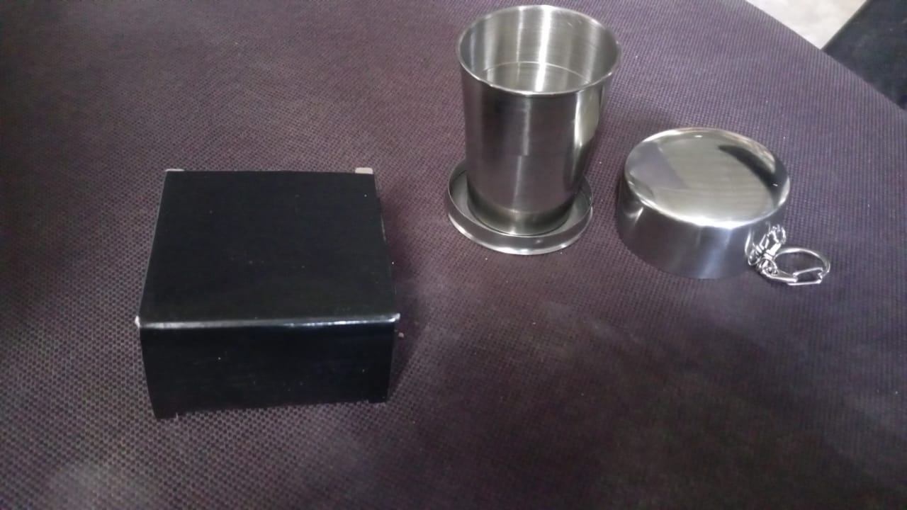 2 in 1 Camping Folding Cup with Keychain (1 Pc) Your Brand