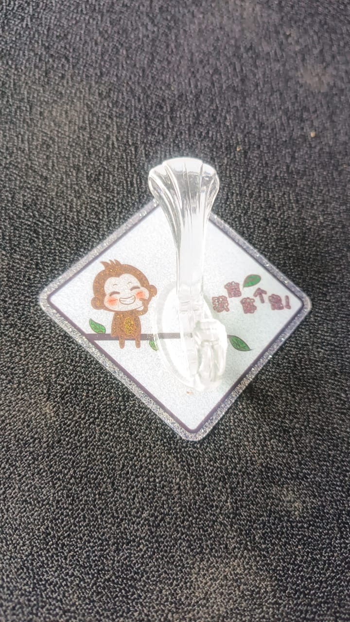 Cute Cartoon Print Transparent Wall Hook with Self-Adhesive Back (1 Pc) Your Brand