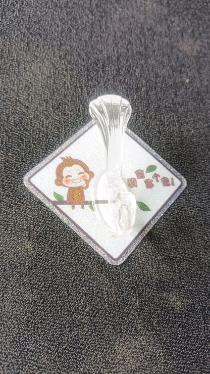 Cute Cartoon Print Transparent Wall Hook with Self-Adhesive Back (1 Pc) Your Brand