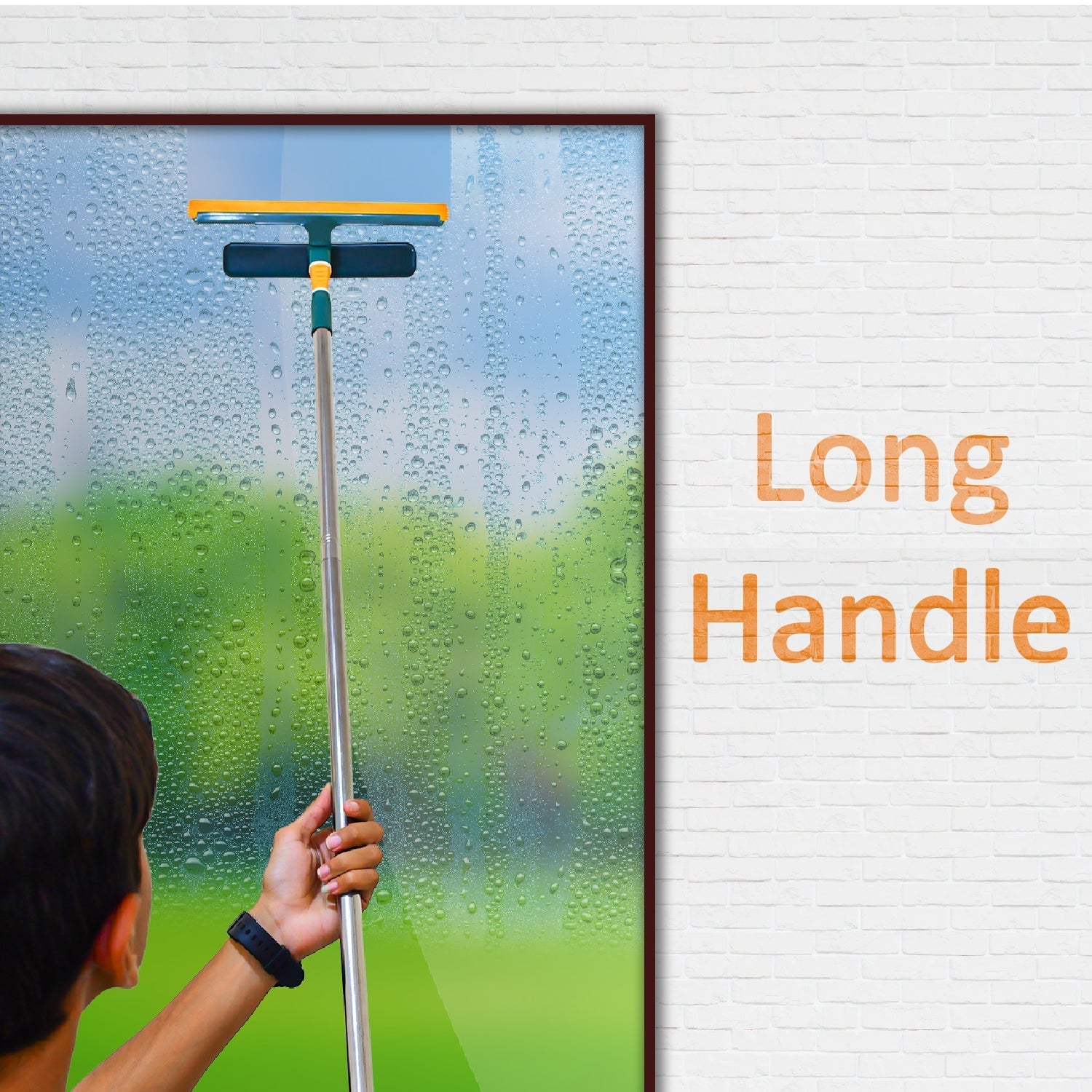 Your Brand 3-in-1 glass wiper for windows with a long handle for easy cleaning and reach