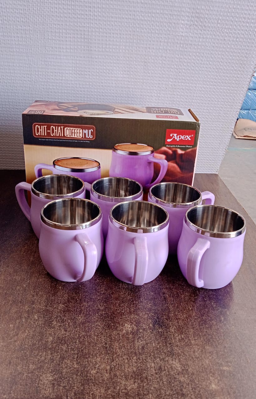 Apex Chit-Chat Double Wall Stainless Steel Mug Set (6Pc/200ml) Approx Your Brand