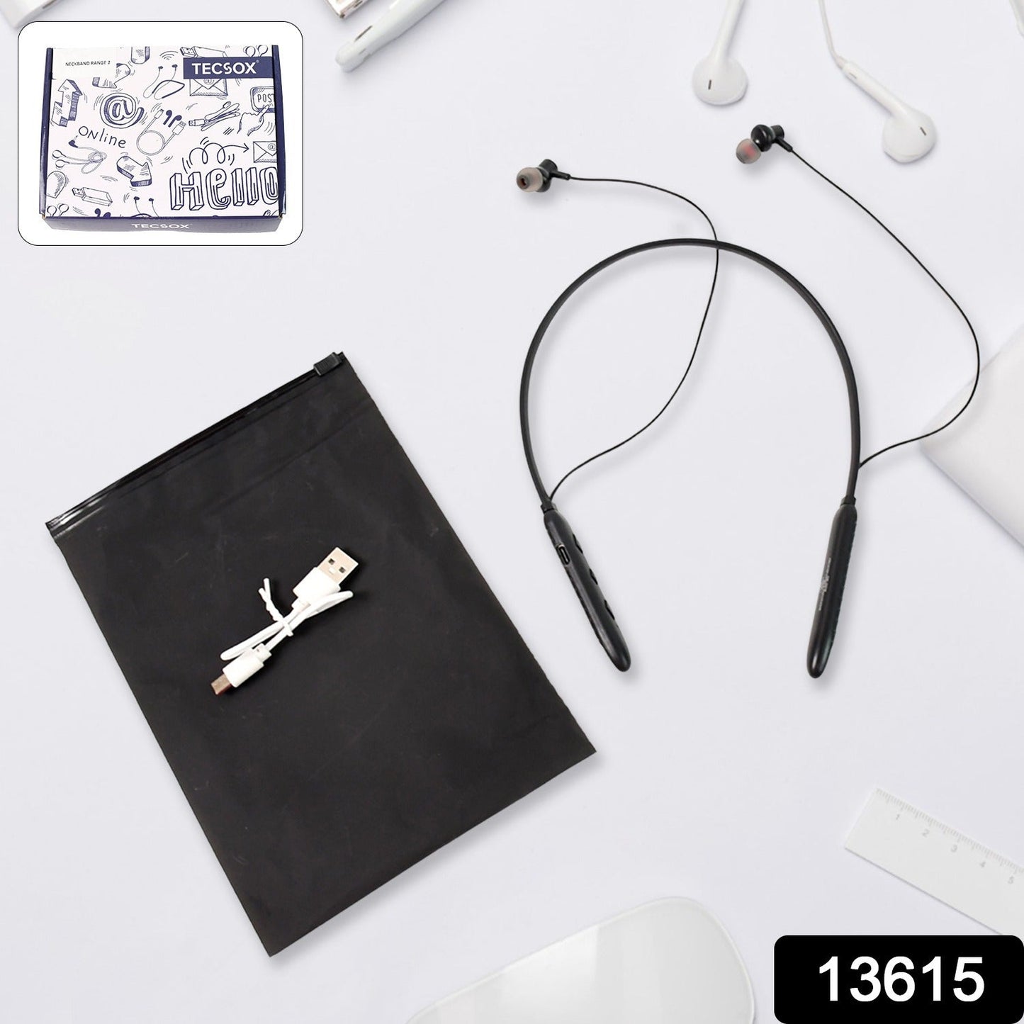 Bluetooth Wireless Neckband Earphones, 40H Playtime, IPX Water-Resistant, High Bass Your Brand