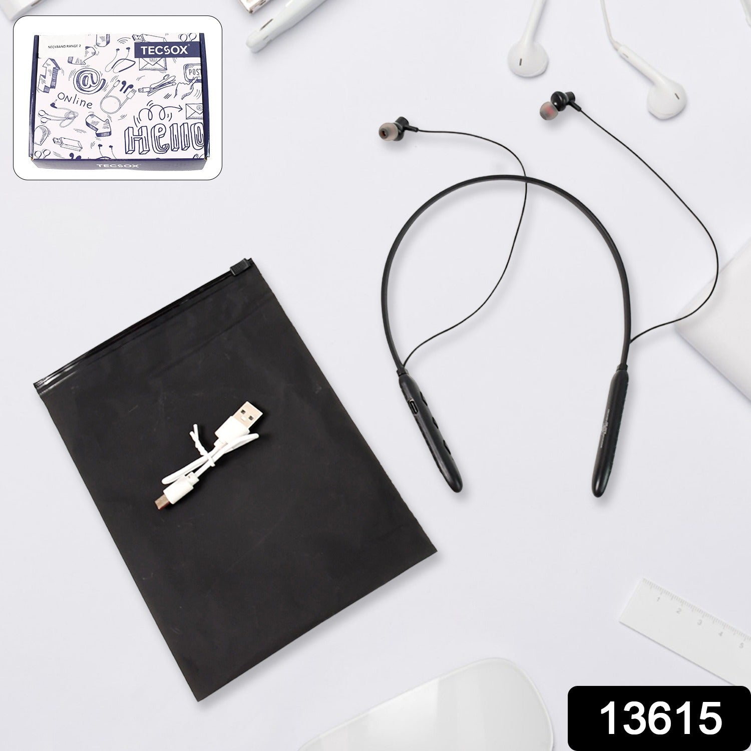 Bluetooth Wireless Neckband Earphones, 40H Playtime, IPX Water-Resistant, High Bass Your Brand