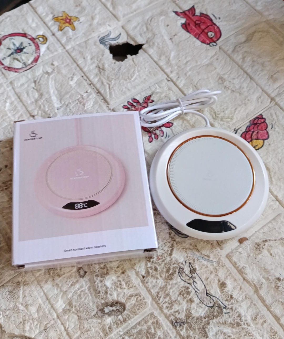 USB Warm Coaster Heated Coffee Mug Portable Office Desk Portable Cup, Heater Coffee Mug Warmer Electric Cup Warmer (1 Pc) Your Brand