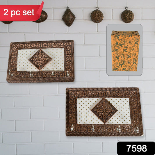 Handicraft Meenakari Wooden keyholder | Wall Hanging Key Holder Style for Your Home Decor & Gift Keys Stand for Entryway, Kitchen, Office, Bedroom Decorative Keys Organizer keyholder (2 Pc Set) Your Brand