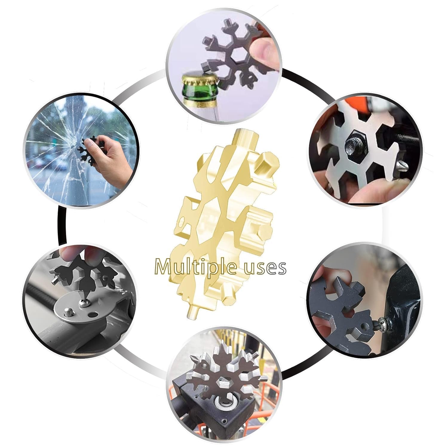 18-in-1 Snowflake Multi-Tool – Portable Bottle Opener, Screwdriver & Wrench Your Brand