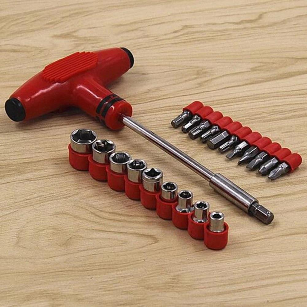 24pcs T shape screwdriver set Batch Head Ratchet Pawl Socket Spanner hand tools Your Brand