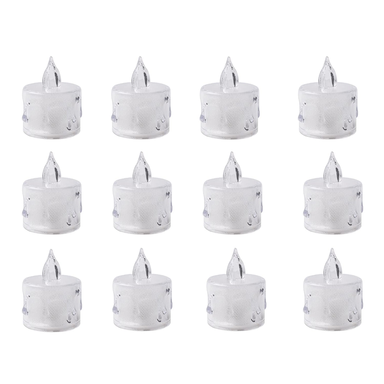 12 Pcs Flameless and Smokeless Decorative Acrylic Candles Transparent Led Tea Light Candle for Gifting, House, Diwali, Christmas, Festival, Events Decor Candles, Diwali Your Brand