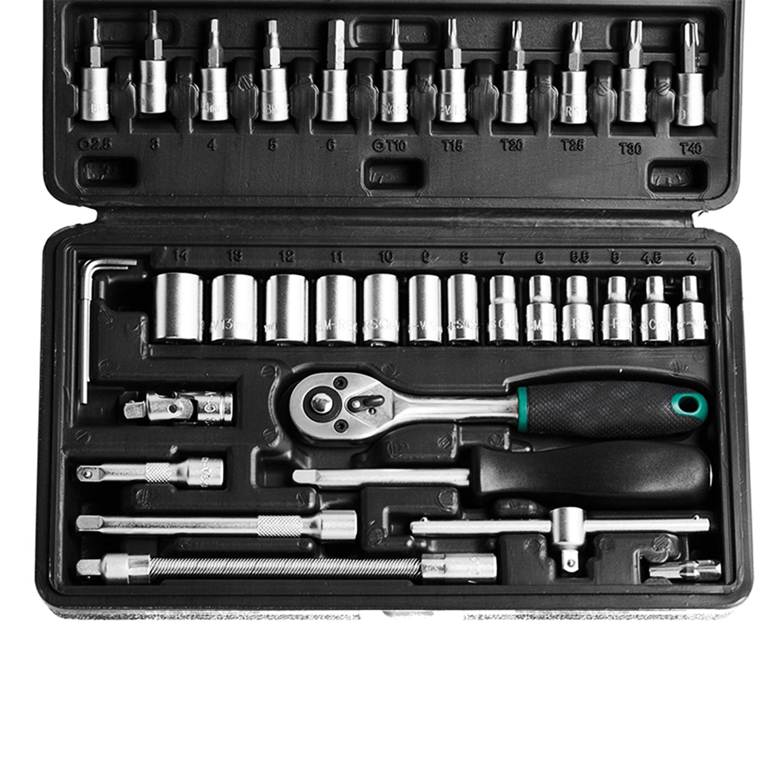 46pcs Metal 1 / 4"" Socket Set (Black, 46pcs) Your Brand